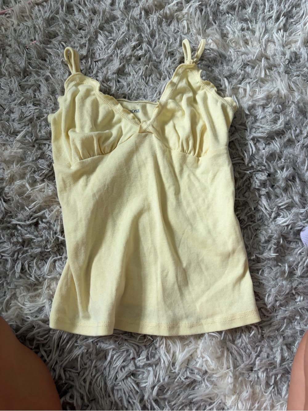 Pink Rose Soft Pale Yellow Lace-Edge Camisole
